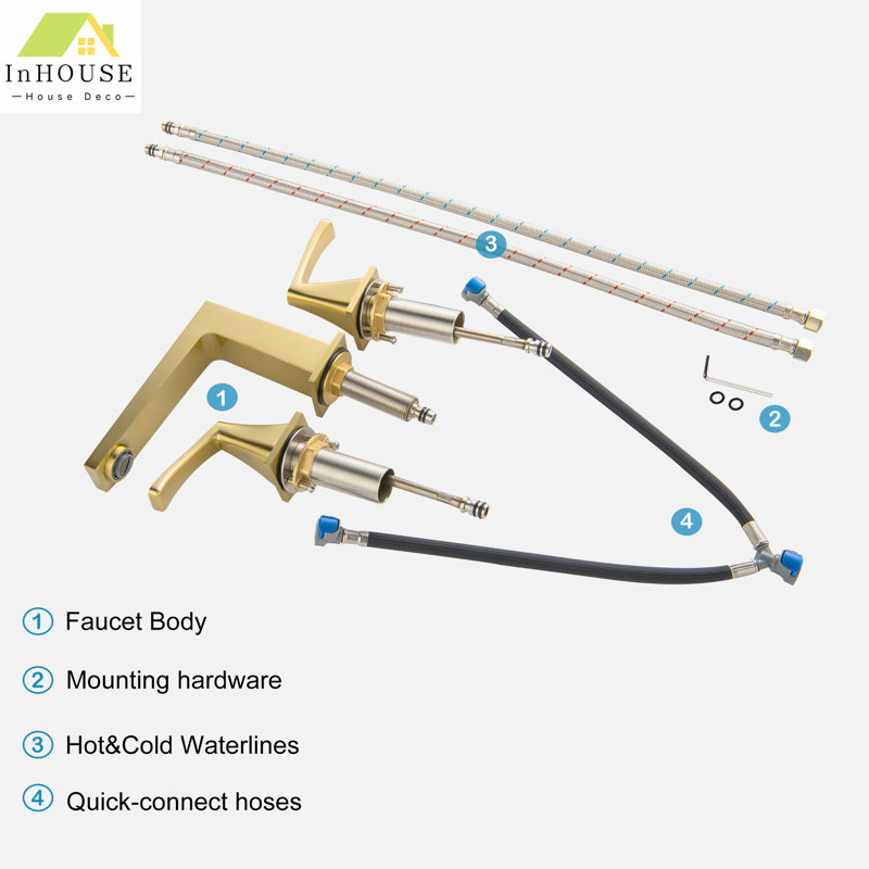 2-handle Bathroom Faucet, Brushed Gold