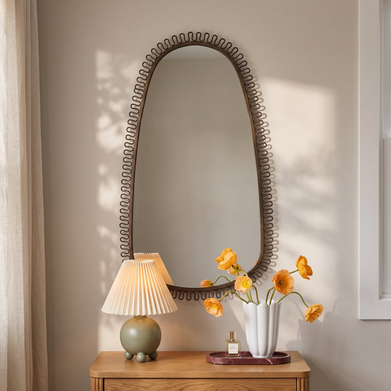 Squiggle Oval Mirror Bronze