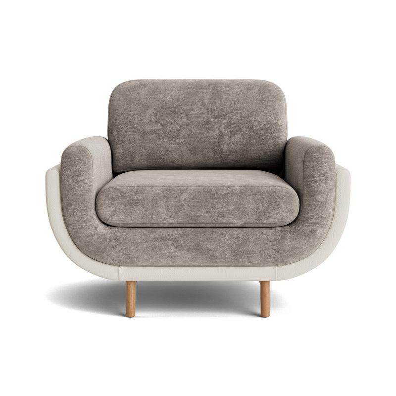 Regatta Chair, Vintage Chenille - Mink/Greenwich Leather - Cream, Natural