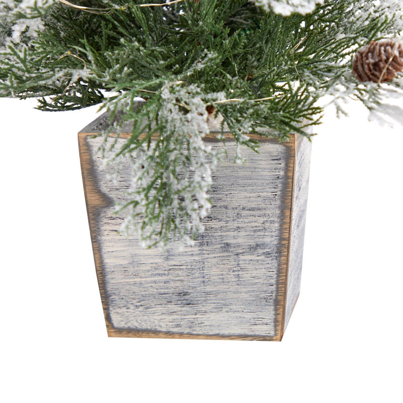 Arbre de Noël pré-éclairé avec pommes de pin et pot décoratif
