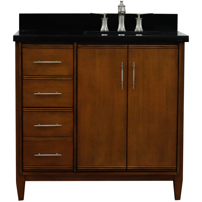 37'' Single Bathroom Vanity with Top, Black