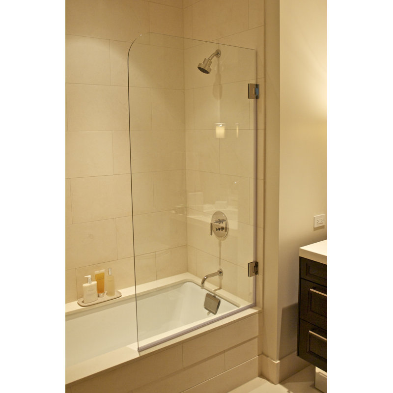 30" x 60" Hinged Frameless Tub Door With Low Iron Glass and ClearShield® Technology, White