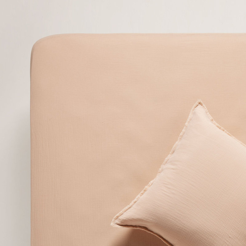 100% Cotton Fitted Sheet, European Kingsize (160 x 200 cm), Powder Pink