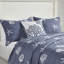 Literie réversible 4 pièces bleu marine - coton avec corail brodé, courtepointe rembourrée double / grand, rembourrage, facile à nettoyer-128860108-128860107