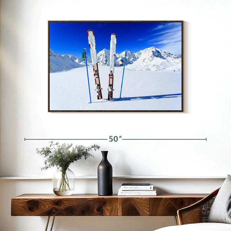 Équipement de ski, 37 po x 25 po, Cadre flottant noyer