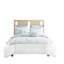 Housse de couette 100% coton pour lit double / grand lit - broderie bleu foncé et dollar sable sur fond blanc, fermeture à boutons, 4 attaches, 2 taies décoratives, coton blanc à contexture de 200 fils, broderie, boutonné-130164744