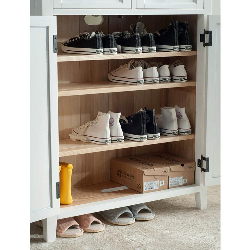 Armoire de rangement à chaussures à double porte, Blanc