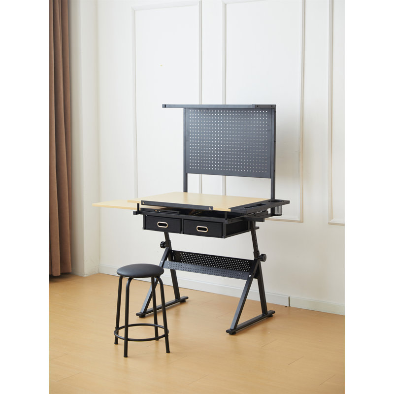 Drafting Table With  Metal Perforated Board Pannel