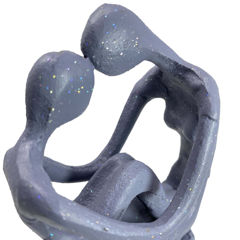 Jenna MOTHER & CHILD SITTING Iron Figurine 18cm, Grey Shimmer