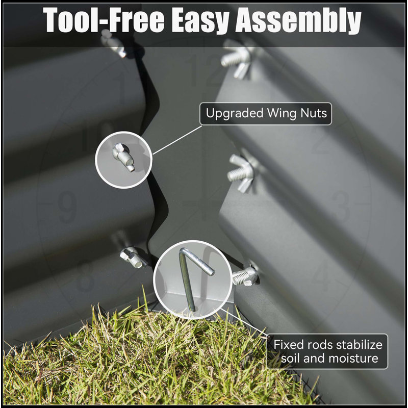 Galvanized Raised Garden Bed, Grey, 11.81" H x 70.87" W x 35.43" D