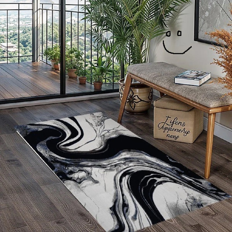 Abstract Flokati, Blue, Rectangle 60 x 110 cm