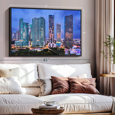 «Miami Downtown Skyline Aérien, art mural»