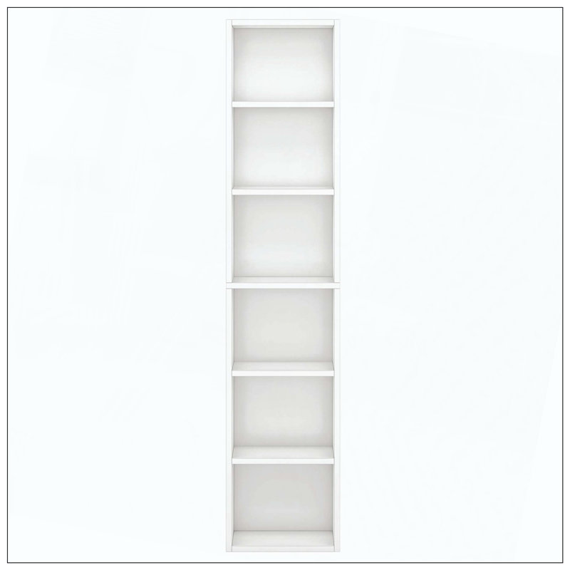 Bibliothèque à 6 niveaux de rangement étroits, Blanc