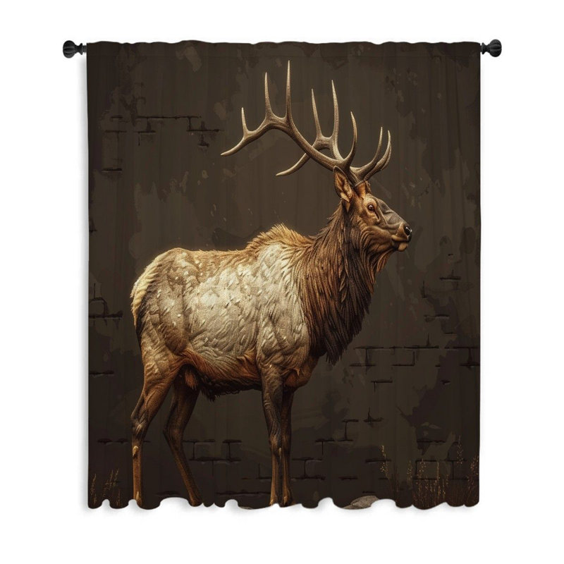 Regal Elk Wildlife Sheer Curtain Single Panel, 53" W x 87" L