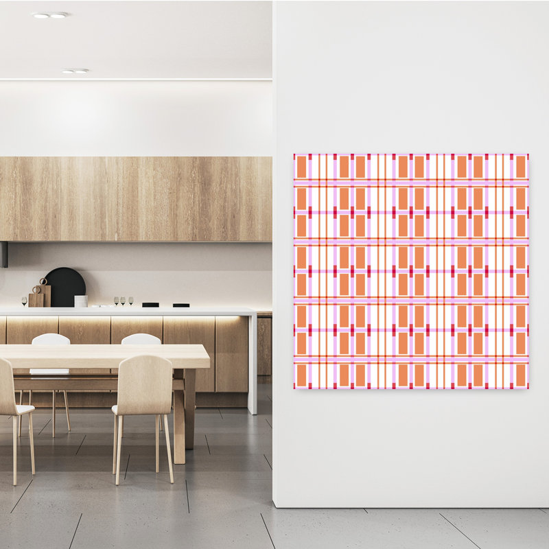 Art contemporain, art abstrait géométrique rétro, H 48 po x l 48 po, Rose