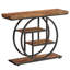 Console industrielle de 41,3 pouces avec 4 tablettes rustiques à 4 niveaux, structure en métal circulaire unique pour les entrées et les salons étroits