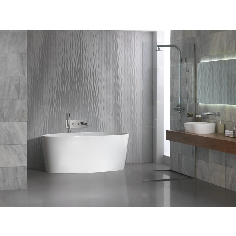 Ios 60" x 32" Freestanding Soaking Bathtub, Matte White