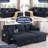 Clitheroe 81" Convertible L-Shaped Pull-out Sofa Bed, Sleeper Sectional Couch Build-in USB Port with Reversible Storage Chaise-1834641148