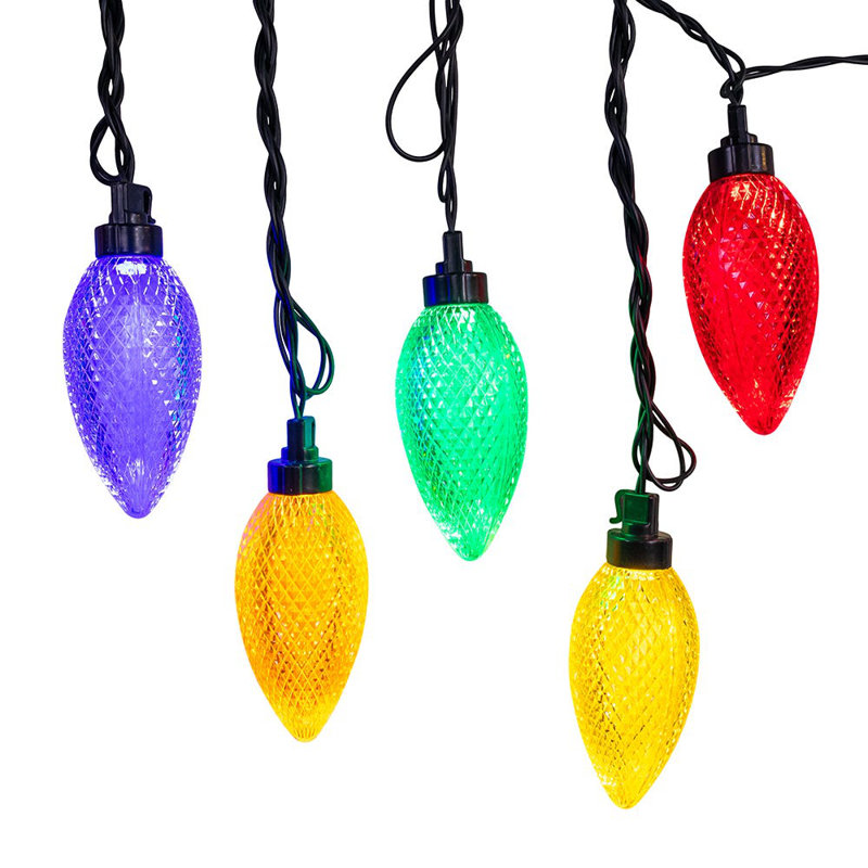 Ensemble de 10 piquets multicolores Kurt Adler UL blanc chaud à DEL C9, 10 pièces