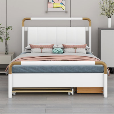 Wooden Storage Platform Bed With 2 Big Drawers And Trundle -  Everly Quinn, D295DD47ECCC4CADA074591E70F24150