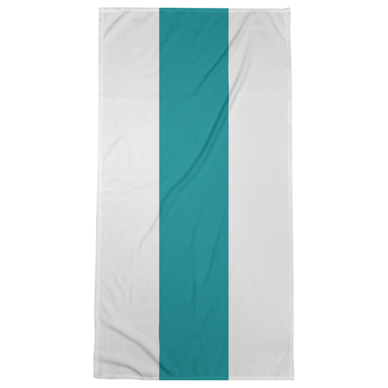 Beach Towel, Off White/Light Aqua