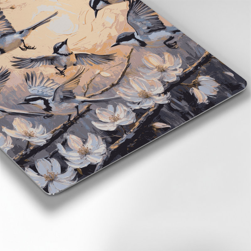 Art mural oiseau gris, H 32 po x l 32 po
