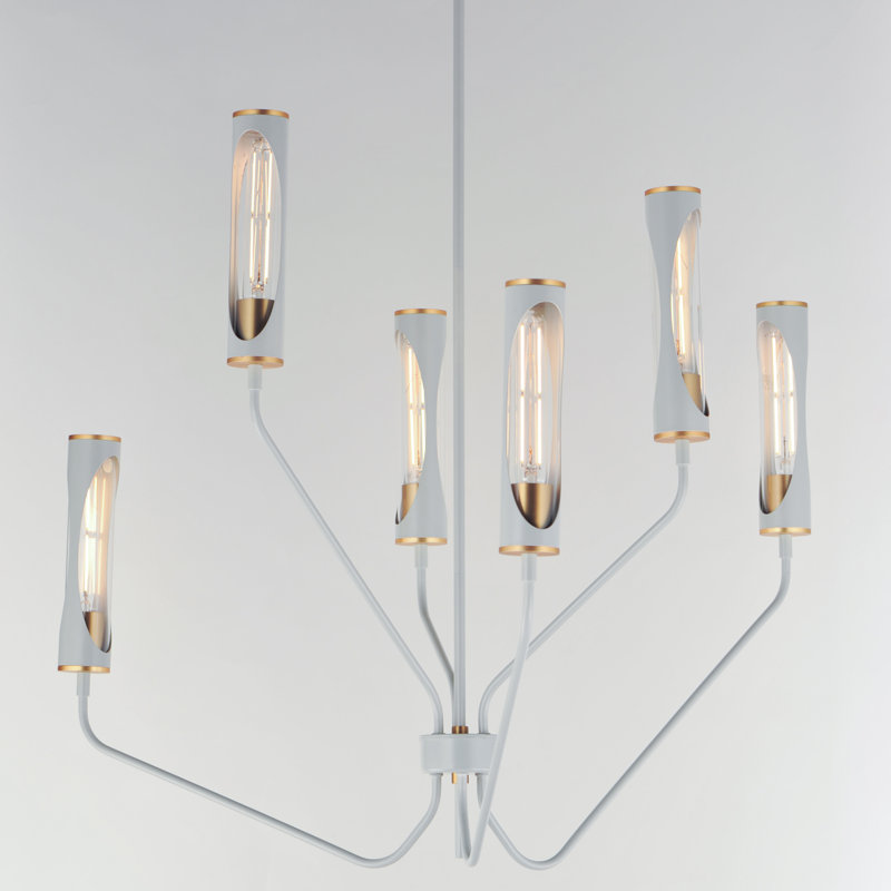 Regent-Multi-Tier Chandelier, Light French Gray/Natural Aged Brass