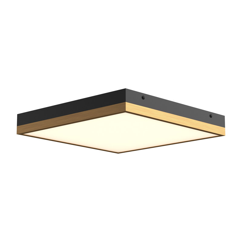 Plafonnier encastré à DEL Sydney, Or vieilli / noir mat, H 2 po x l 14,25 po x P 14,25 po