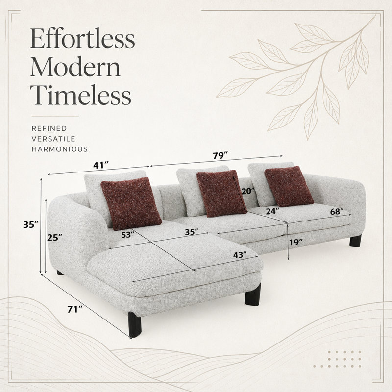 Upholstered 71 " Boucle L-Shaped Sectional
