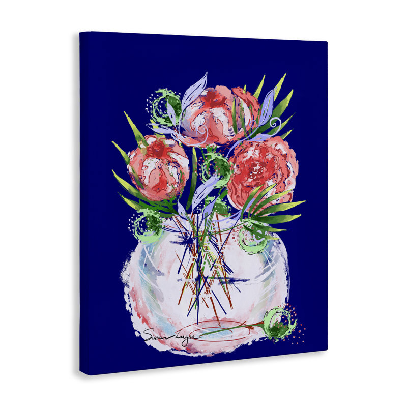 Florals in Milk Glass Canvas, design par Susan Lugar, H 20 po x l 16 po