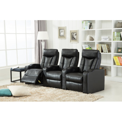 Siège de cinéma manuel en faux cuir de 91 po de largeur configurable avec porte-gobelet
