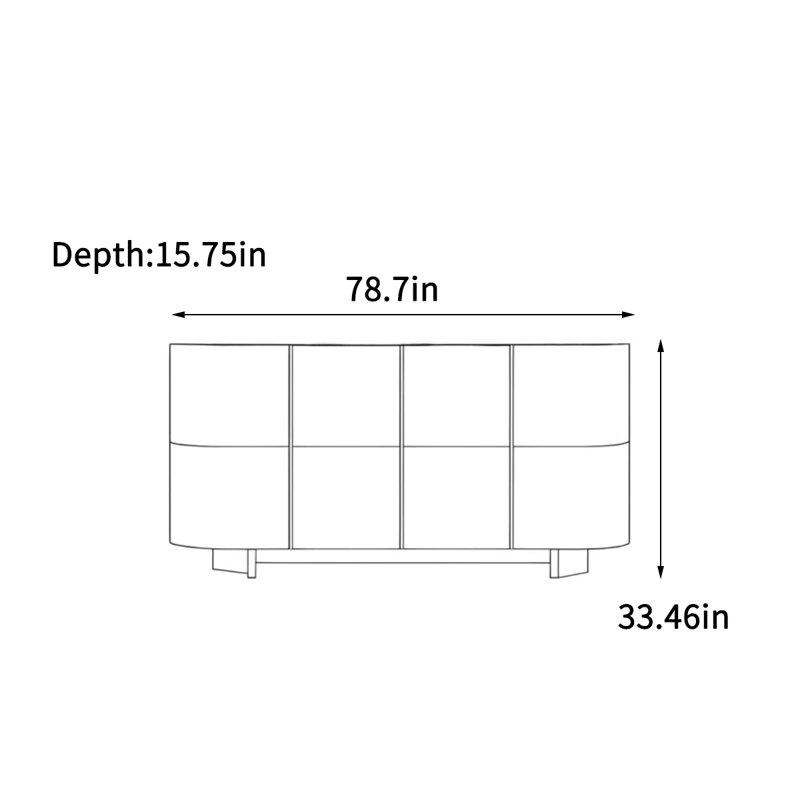 Buffet et armoire d'entrée simple laqué, H 33,46 po x l 78,7 po x P 15,75 po, Crème