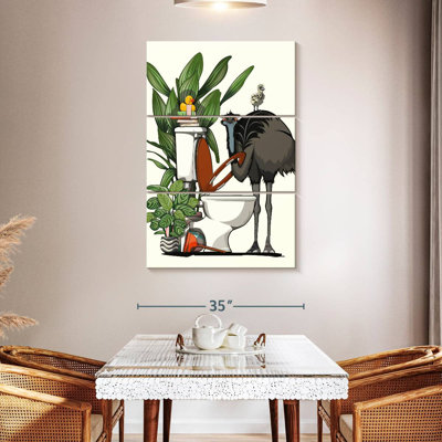 Emu utilisant la toilette