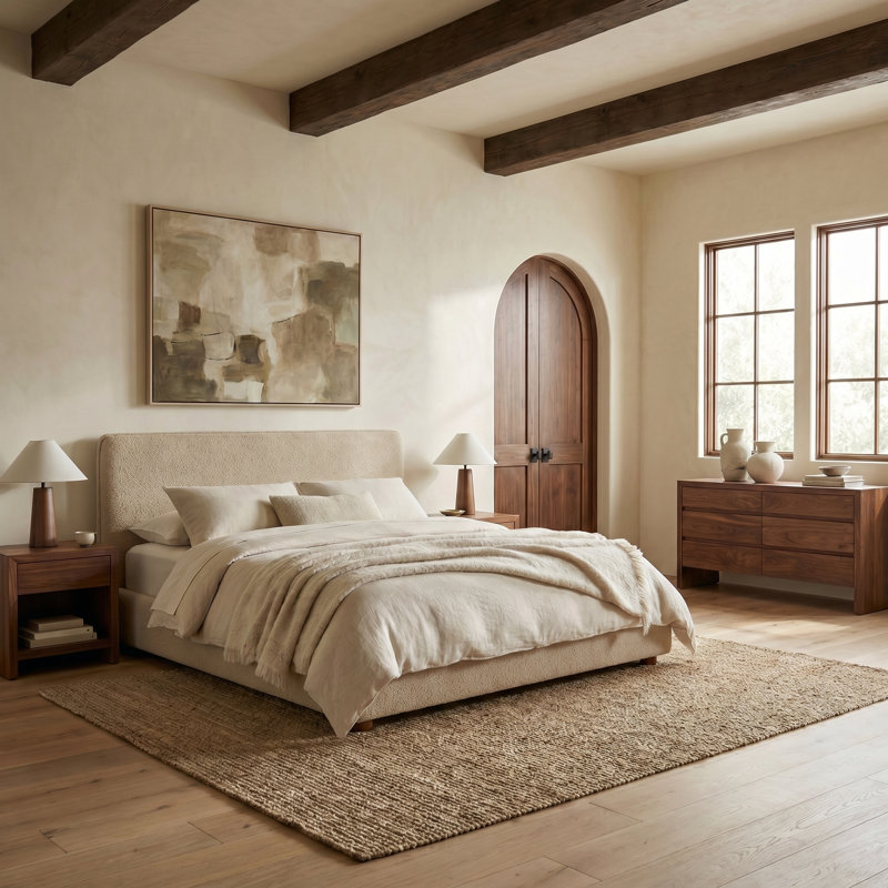 Callahan Upholstered Bed, Full / Double, Oatmeal Boucle