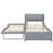 Twin Size Upholstered Platform Bed with Trundle, Trundle Can Be Flat or Raised, Space-Saving Design, Gray-649852984