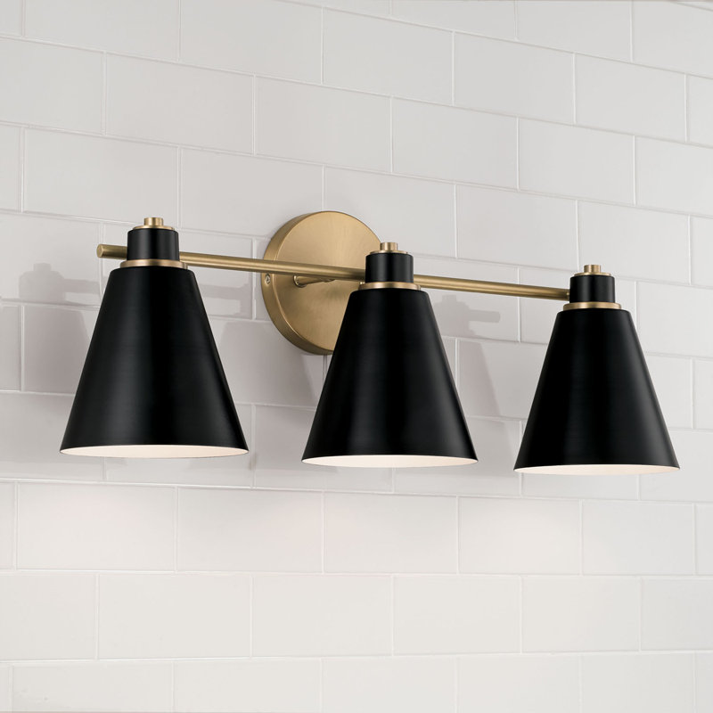 3 - Light Dimmable Vanity Light, Black