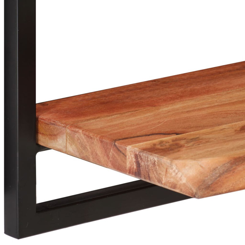 Ensemble de 2 tablettes murales flottantes en bois naturel avec cadre noir au design moderne