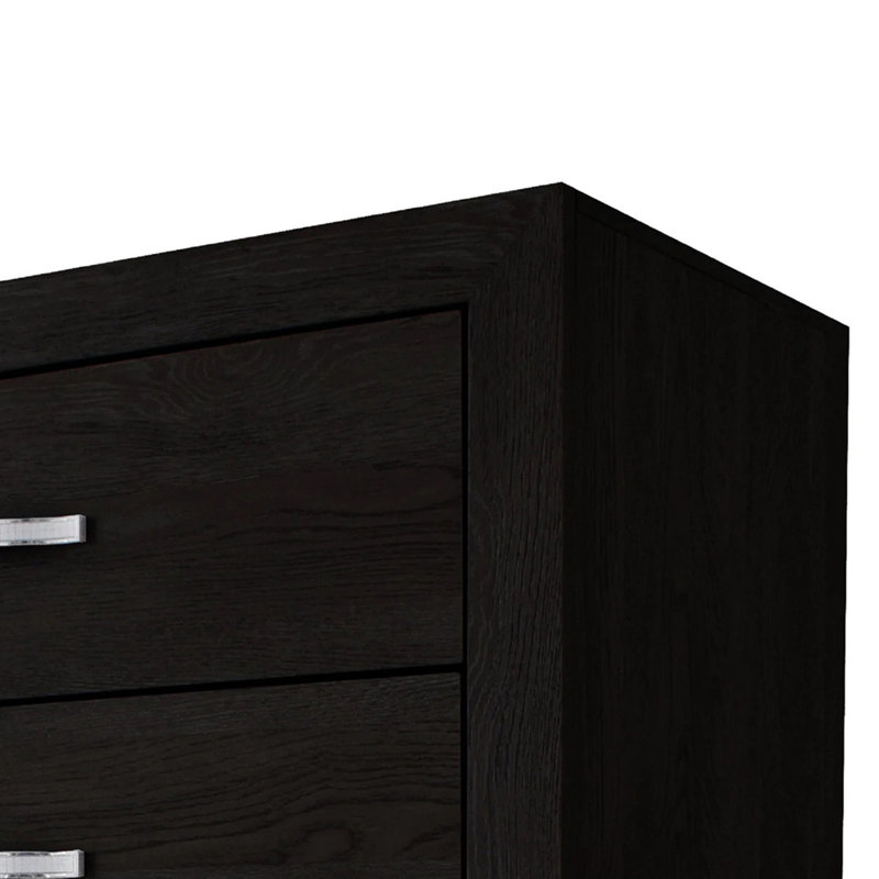 Commode contemporaine à six tiroirs de rangement à finition noire