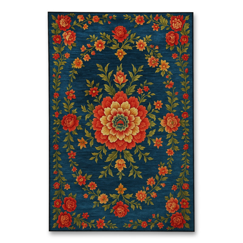 Tapis tissé orange traditionnel Mosso, 2'6" x 4'11"