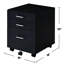 Armoire mobile rectangulaire, 3 tiroirs, noir et, plateau de 15 mm, assemblé, 5 roulettes, convient à un espace de travail pour le bureau