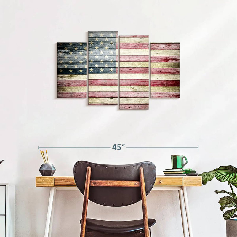 «Wooden American Flag», reproduction sur toile, H 36 po x l 22 po x P 1 po