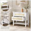 Table de chevet étroite en rotin avec 2 tiroirs et tablette de rangement Boho-1048657226