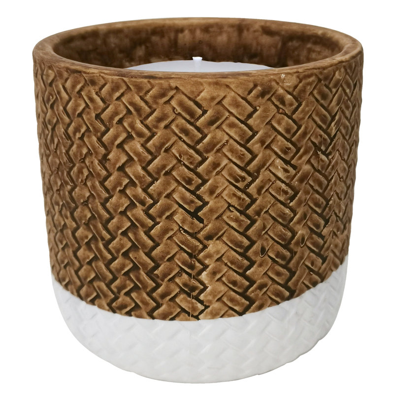 Unscented Jar Candle with Ceramic Holder