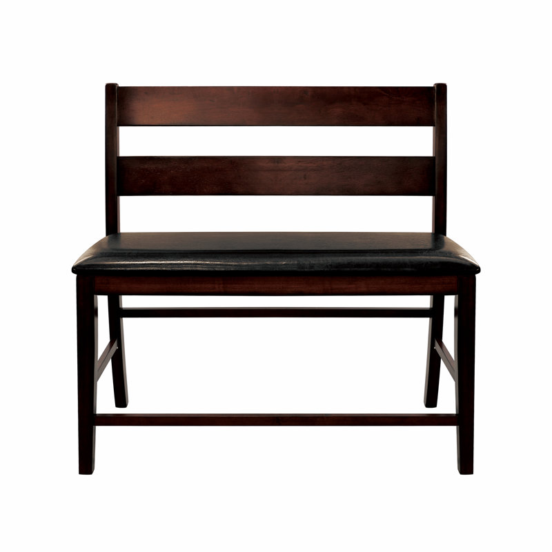 Wooden Counter Height Bench With Backrest And Upholstered Seat, Practical Bench For Living Room, Dining Room
