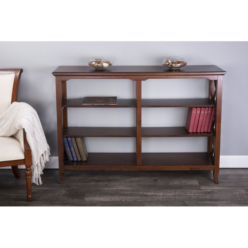 Brown Rubberwood and Birch Veneer Console Bookcase
