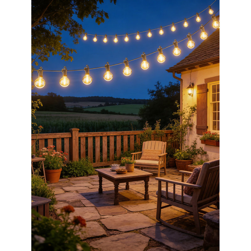 69FT G40 LED String Lights Outdoor, Black, Plug-In Waterproof, 32+2 Bulbs