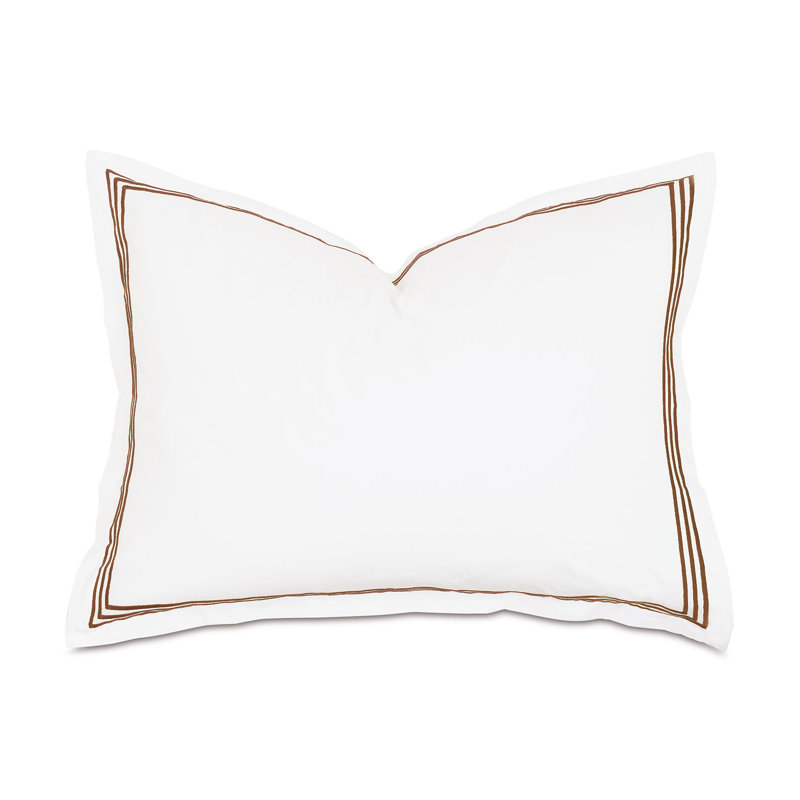 Tessa Cotton Sham Set, White/Brown, Standard, Multi-stripe