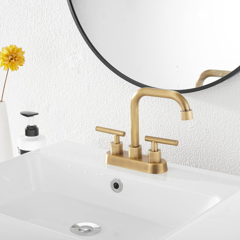 66396- Centerset 4Inch Bathroom Sink Faucet, Antique Brass