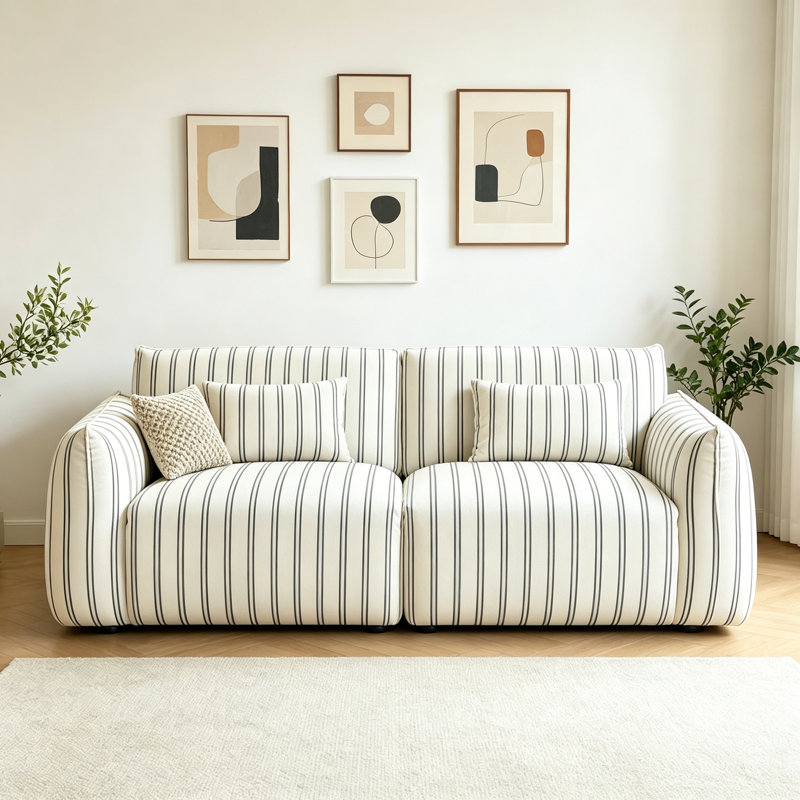 Canapé double French Minimalist Design, Rayures blanches/noires