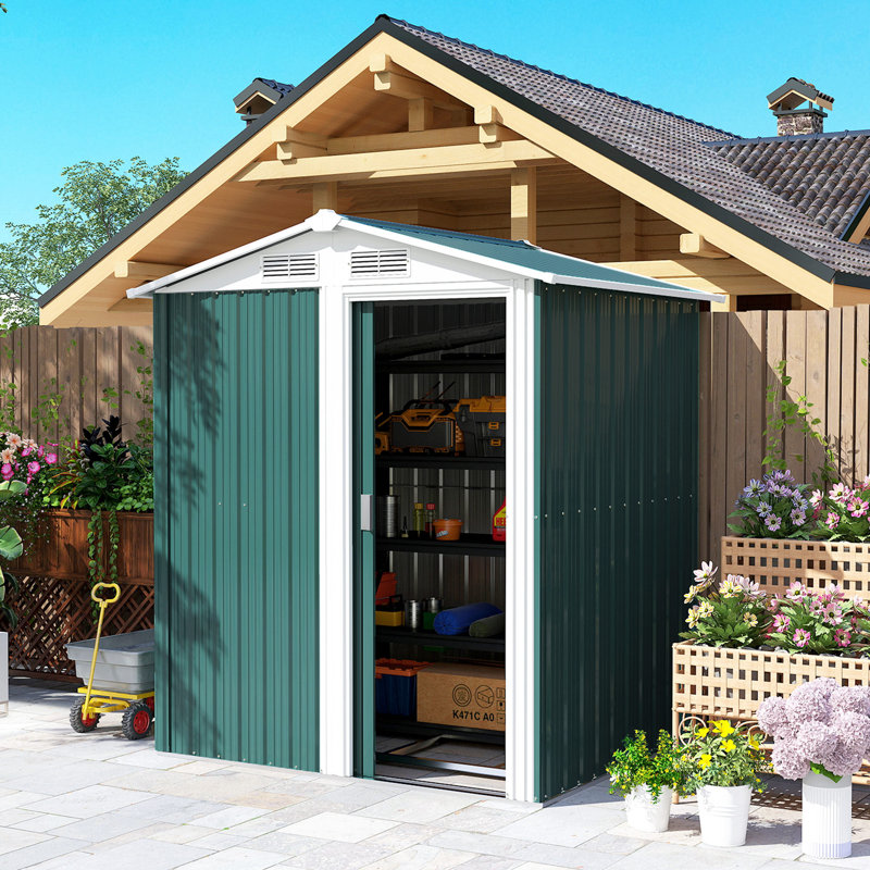 Brely 5 ft. W x 4 ft. Galvanised Steel Pent Garden Shed